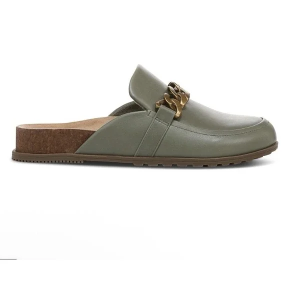 Vionic Georgie Mule Clog Leather Army Green Womens 6.5 Medium Arch Support‎ New - Picture 4 of 11